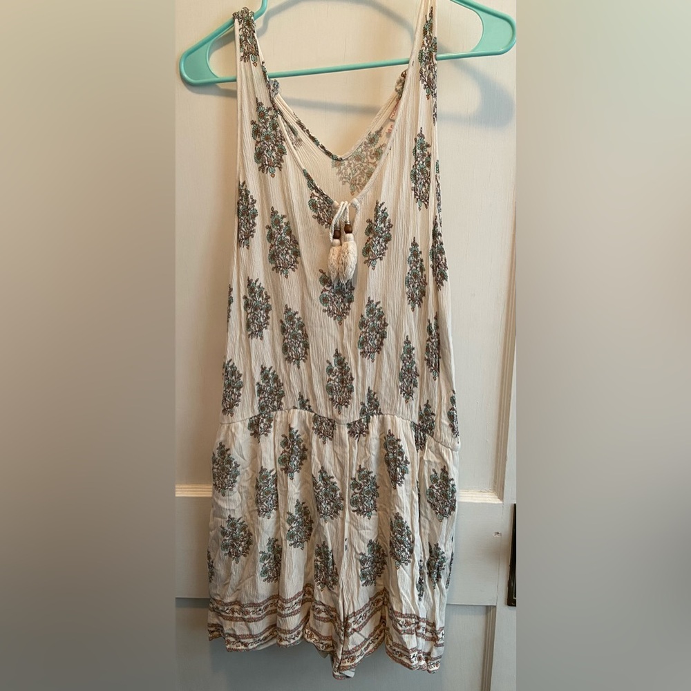 Off White Romper with Blue Flowers Size XL